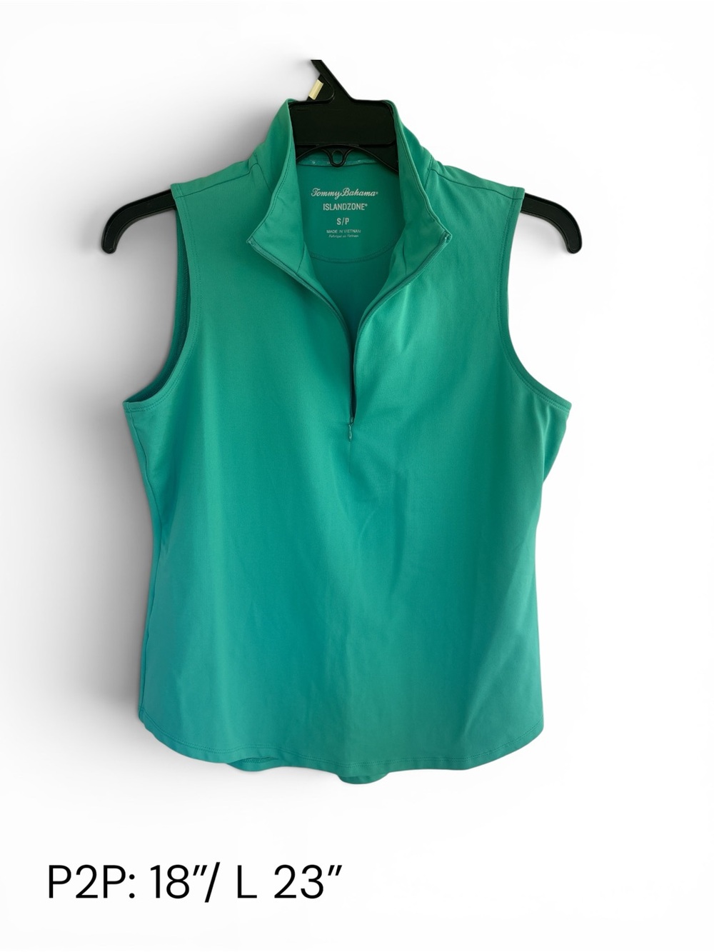 Tommy Bahama Sleeveless Half-Zip Tank Top in Teal Green